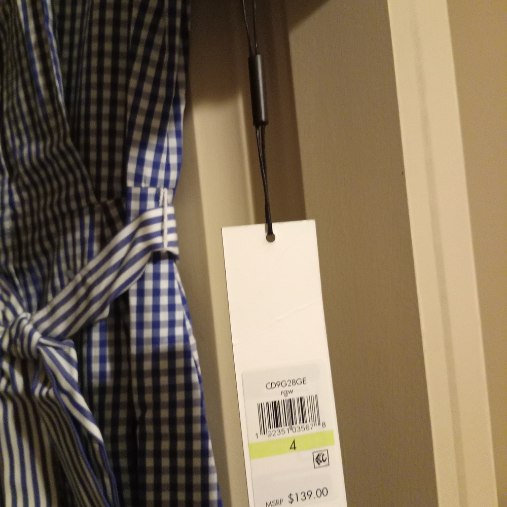 Blue Gingham Women's Dress - Picture 4 of 6
